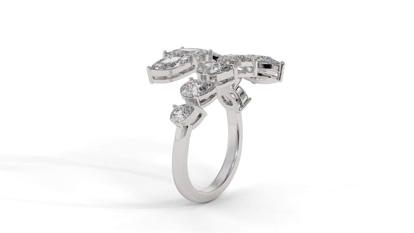 2.46 CTW Pear and Marquise Diamond Ring in 14K White Gold