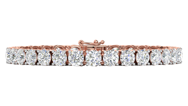 21.00 Ctw Round Brilliant Diamond Tennis Bracelet In 14K Rose Gold