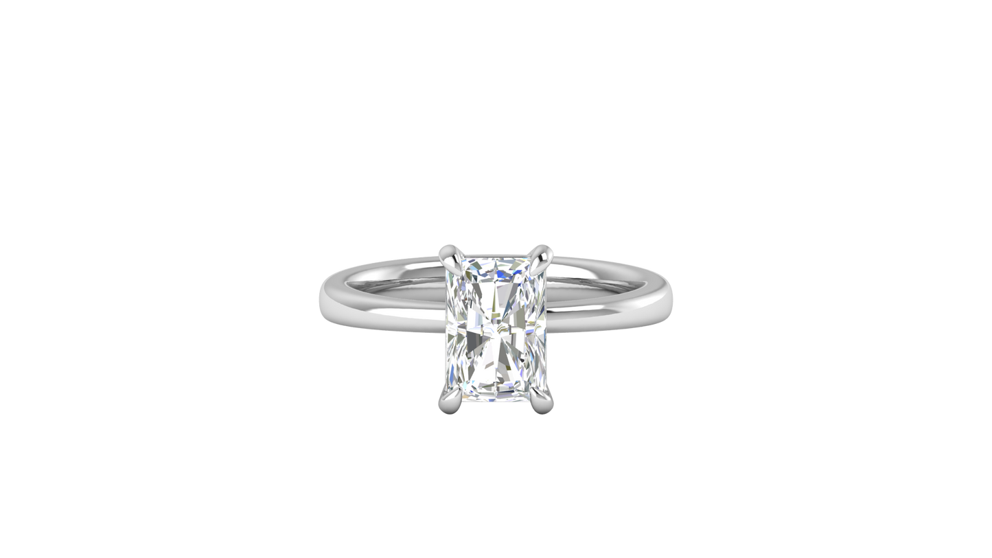 2.00 Ctw Radiant Cut Solitaire Engagement Ring Set In 14K White Gold