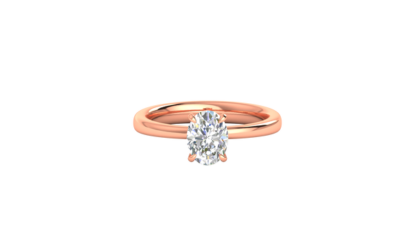 1.00 Ctw Oval Cut Solitaire Engagement Ring Set In 14K Rose Gold
