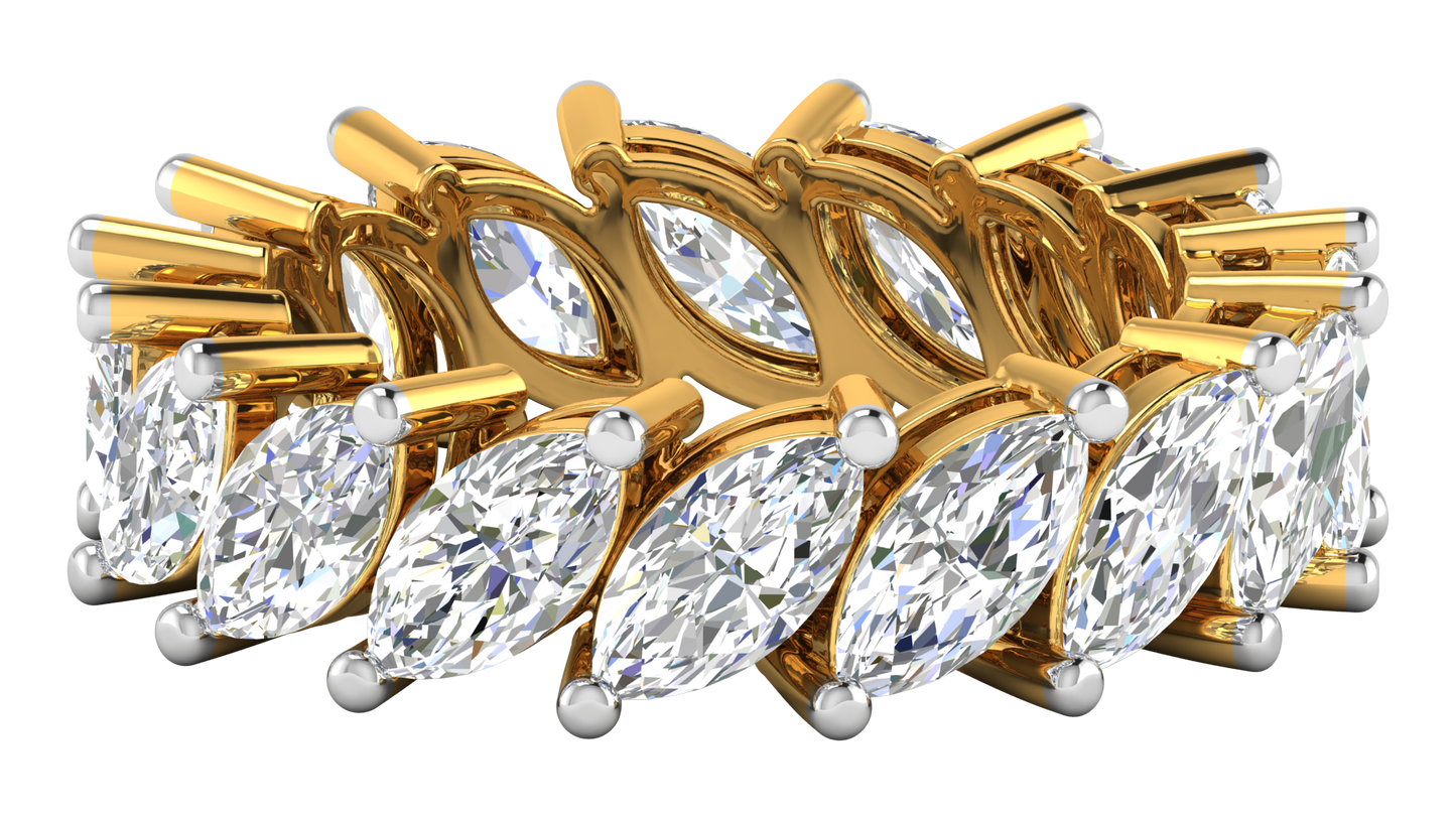 4.80 Ctw Marquise Cut Diamond Eternity Band Set In 14K Yellow Gold