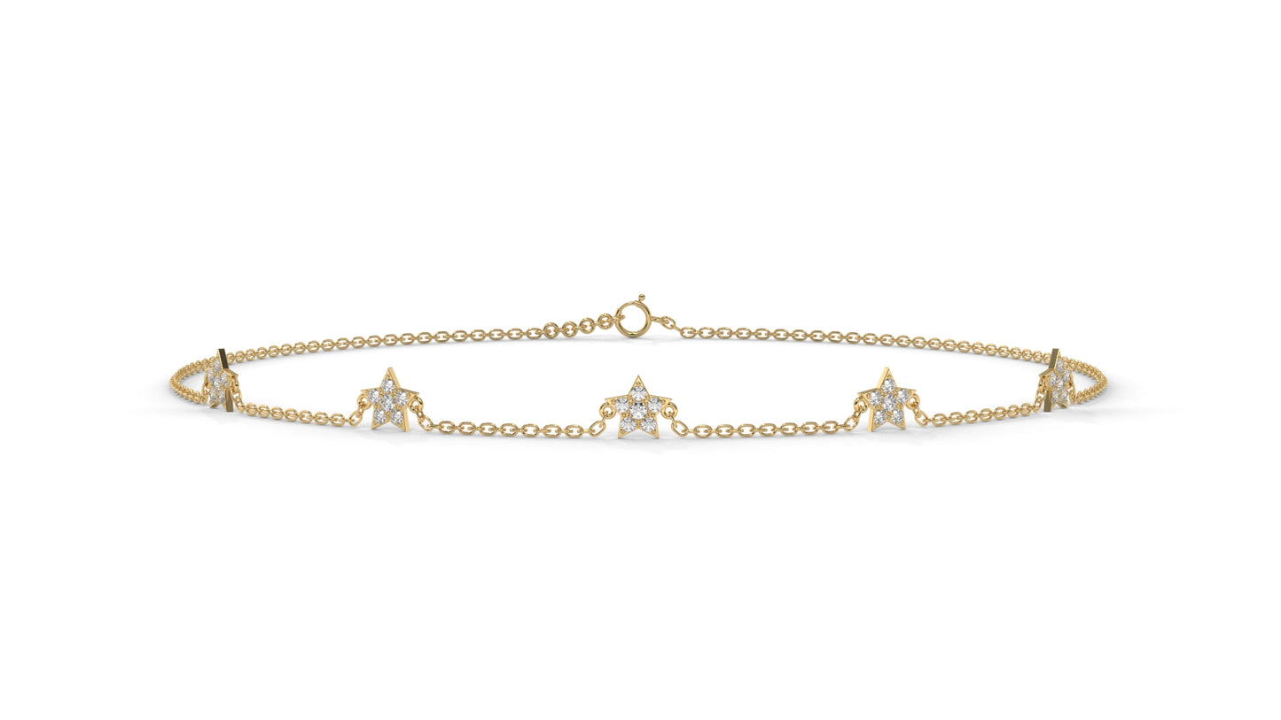 0.75 Ctw Diamond Star Bracelet in 14K Yellow Gold