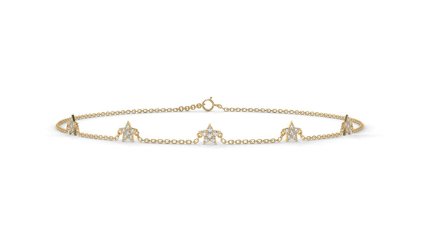 0.75 Ctw Diamond Star Bracelet in 14K Yellow Gold