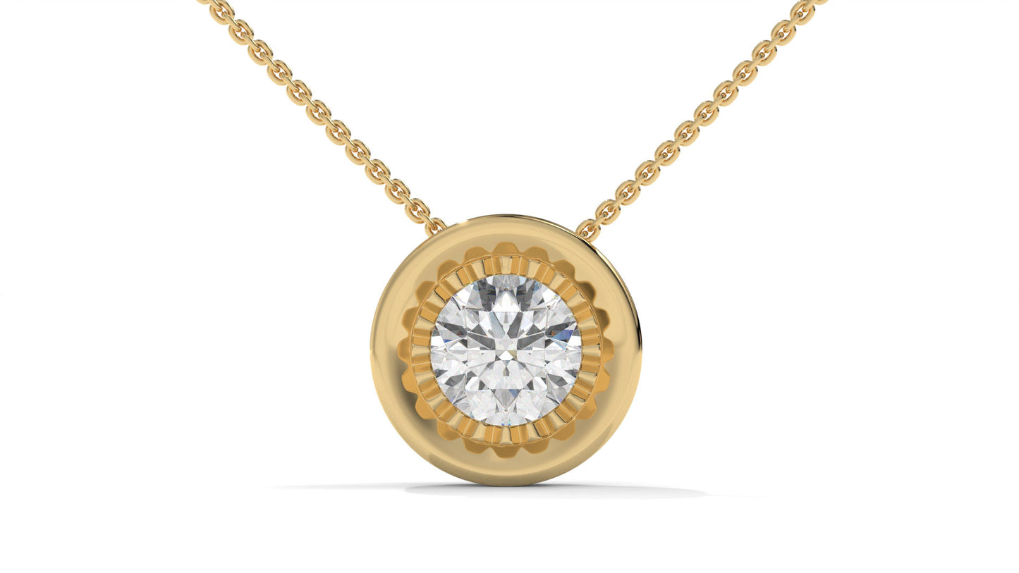 1.00 CTW Round Diamond Bezel-Set Solitaire Pendant in 14K Yellow Gold