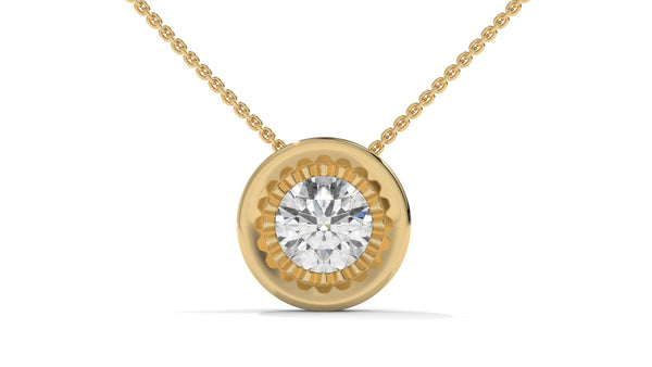 1.00 CTW Round Diamond Bezel-Set Solitaire Pendant in 14K Yellow Gold