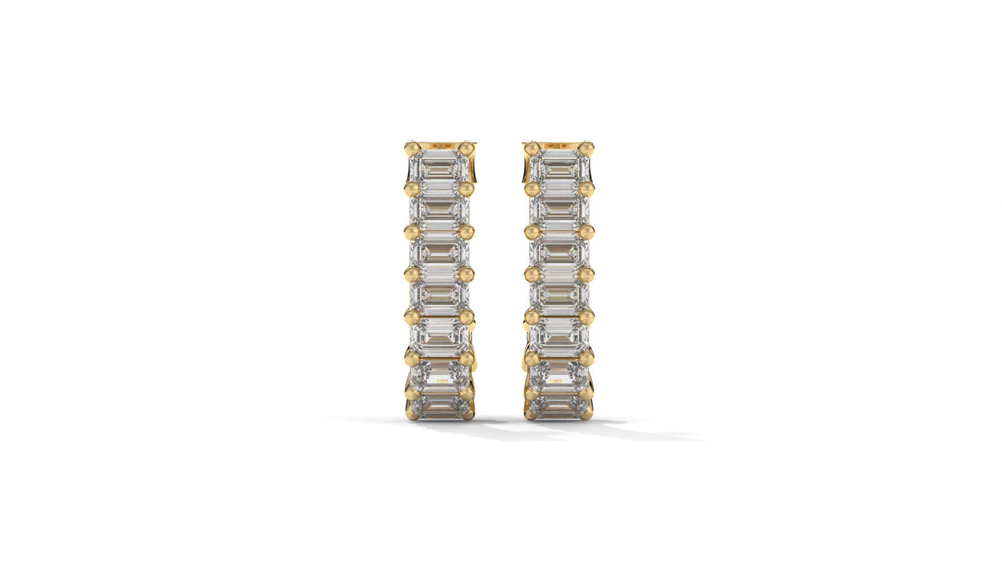 2.20 CTW Emerald-Cut Diamond Hoop Earrings in 14K Yellow Gold