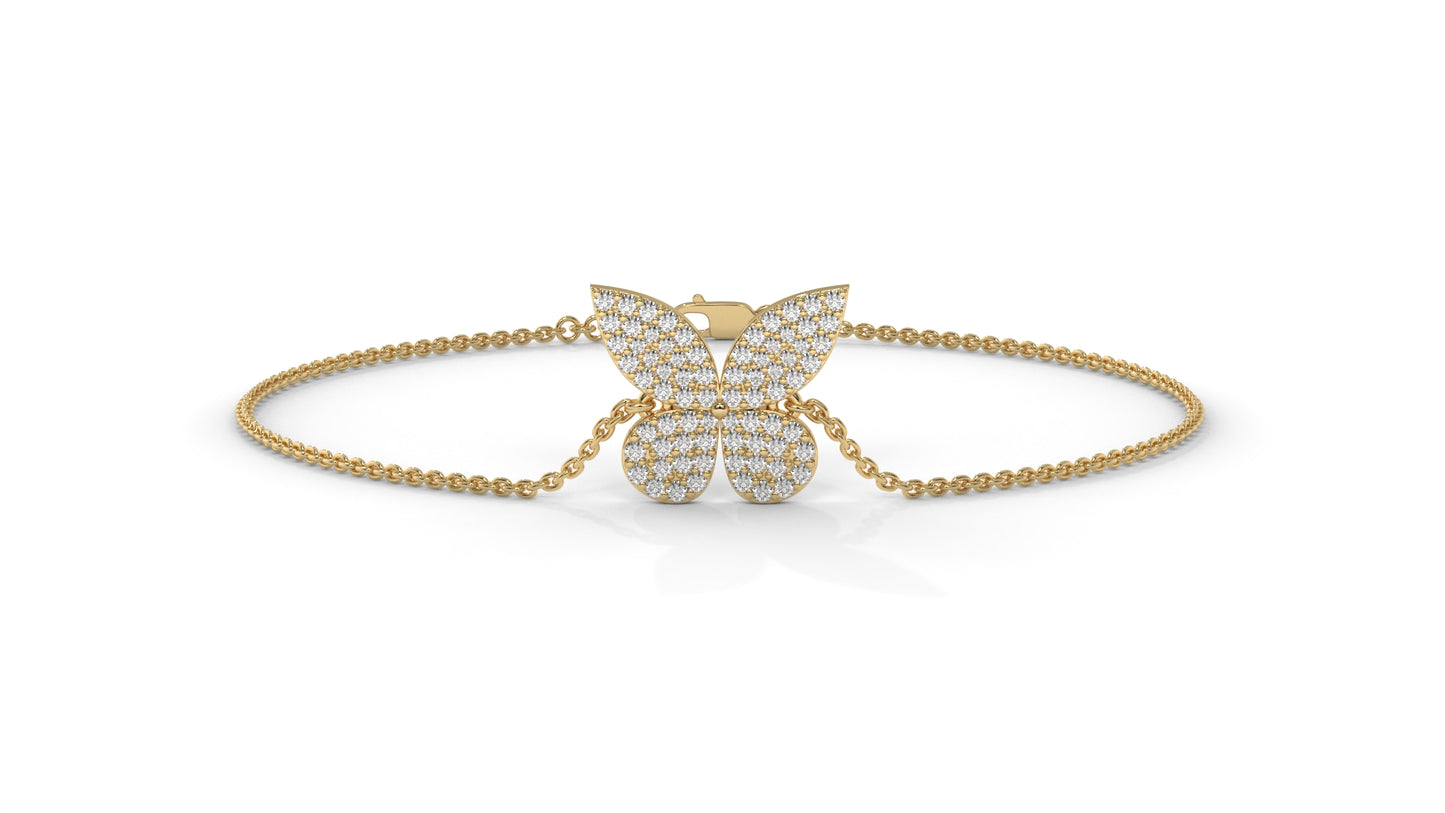0.43 CTW Diamond Butterfly Bracelet in 14K Yellow Gold – Pavé Butterfly Design