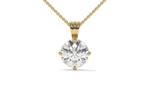 2.50 CTW Round Diamond Four-Prong Solitaire Pendant in 14K Yellow Gold – Secure Claw-Prong Setting