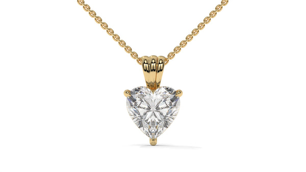 1.50 CTW Heart-Shaped Diamond Solitaire Pendant in 14K Yellow Gold – Secure Claw-Prong Setting