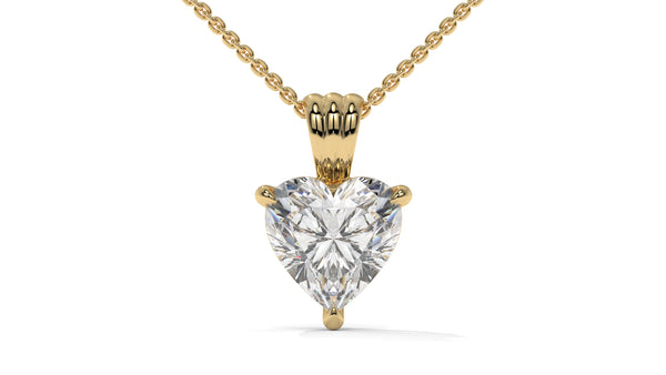 2.00 CTW Heart-Shaped Diamond Solitaire Pendant in 14K Yellow Gold – Secure Claw-Prong Setting