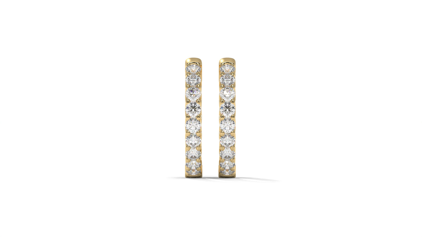 1.56 CTW Round Diamond Hoop Earrings in 14K Yellow Gold