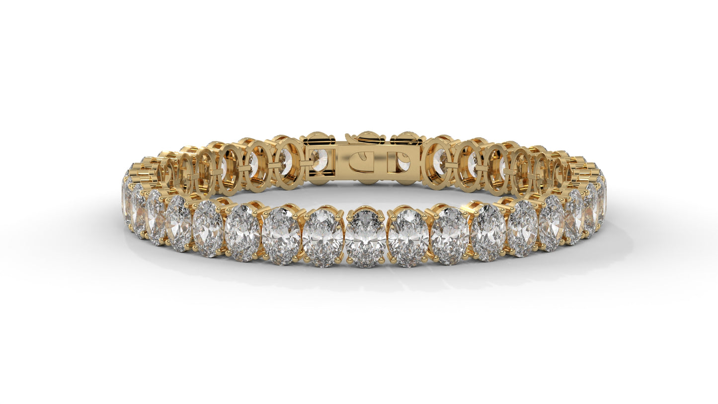 23.40 CTW Oval Diamond Bracelet in 14K Yellow Gold – Luxury Tennis Bracelet
