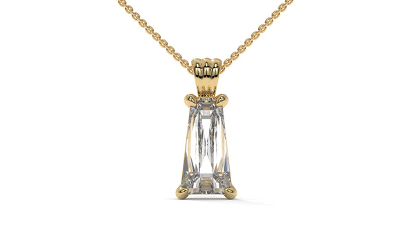 4.00 CTW Tapered Baguette Diamond Solitaire Pendant in 14K Yellow Gold – Secure Claw-Prong Setting