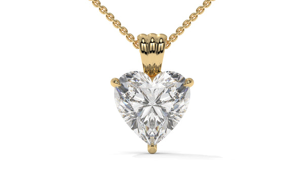 3.00 CTW Heart-Shaped Diamond Solitaire Pendant in 14K Yellow Gold – Secure Claw-Prong Setting