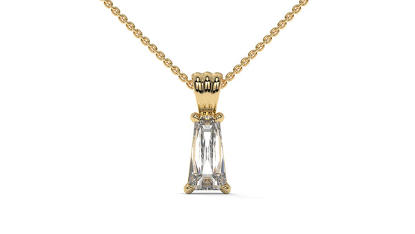 1.50 CTW Tapered Baguette Diamond Solitaire Pendant in 14K Yellow Gold – Secure Claw-Prong Setting