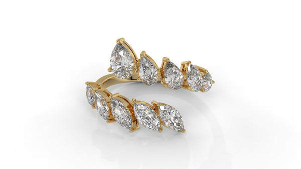 2.46 CTW Pear and Marquise Diamond Ring in 14K Yellow Gold