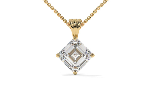 2.00 CTW Asscher-Cut Diamond Solitaire Pendant in 14K Yellow Gold – Secure Claw-Prong Setting