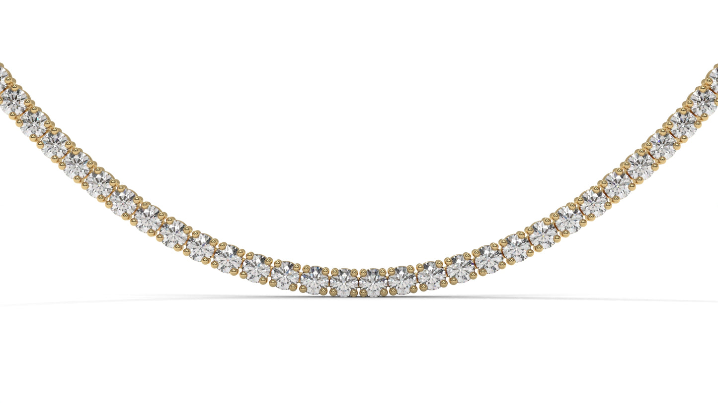 5 CTW Diamond Tennis Necklace in 14K Yellow Gold – Classic Round Cut Single Row In 17 Inch