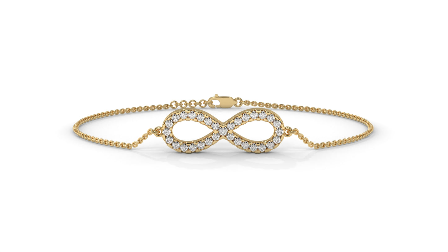 0.38 CTW Round Diamond Infinity Bracelet in 14K Yellow Gold