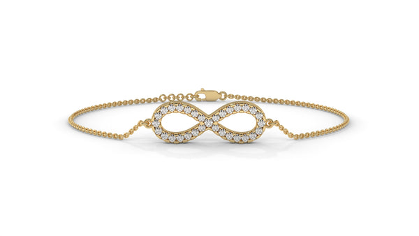 0.38 CTW Round Diamond Infinity Bracelet in 14K Yellow Gold