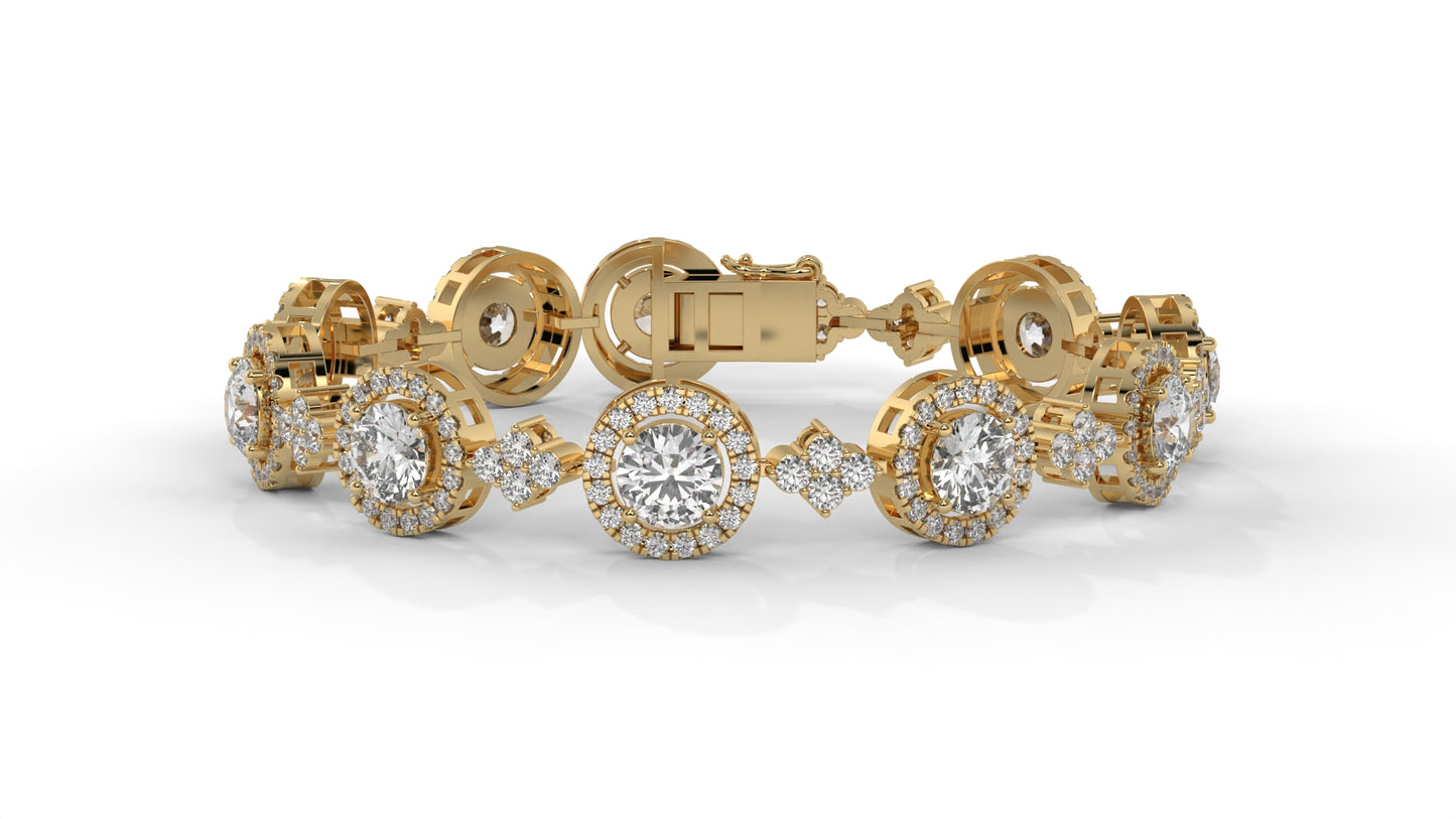 4.18 CTW Diamond Halo Link Bracelet in 14K Yellow Gold