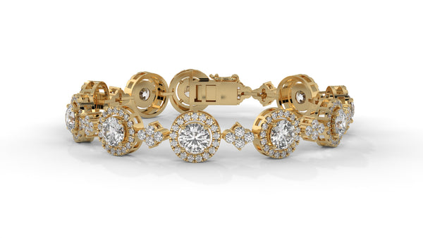 4.18 CTW Diamond Halo Link Bracelet in 14K Yellow Gold