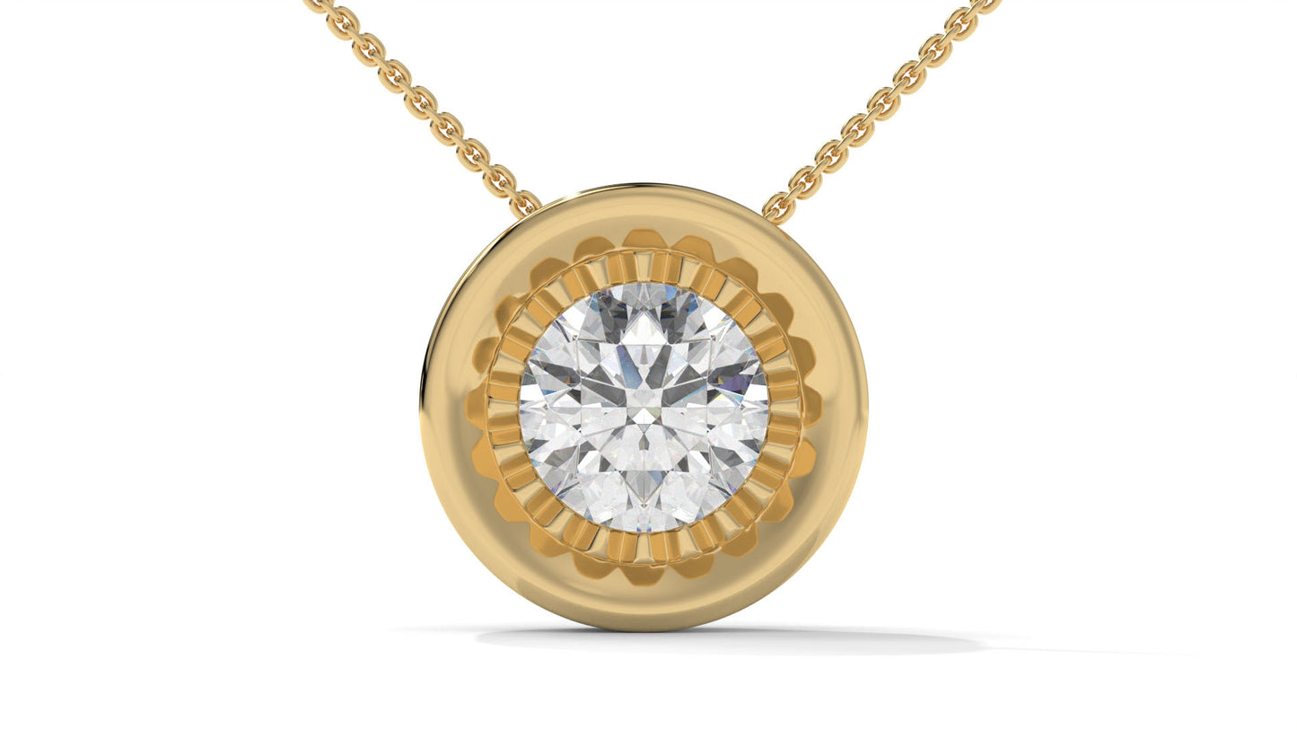 2.00 CTW Round Diamond Bezel-Set Solitaire Pendant in 14K Yellow Gold