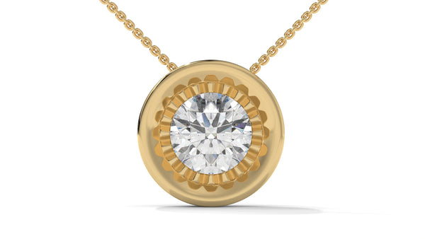2.00 CTW Round Diamond Bezel-Set Solitaire Pendant in 14K Yellow Gold