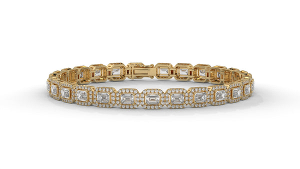 7.00 CTW Diamond Halo Bracelet in 14K Yellow Gold - Luxury Statement Design