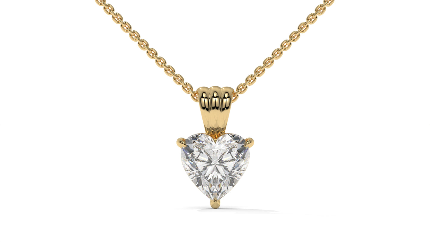 1.00 CTW Heart-Shaped Diamond Solitaire Pendant in 14K Yellow Gold – Secure Claw-Prong Setting