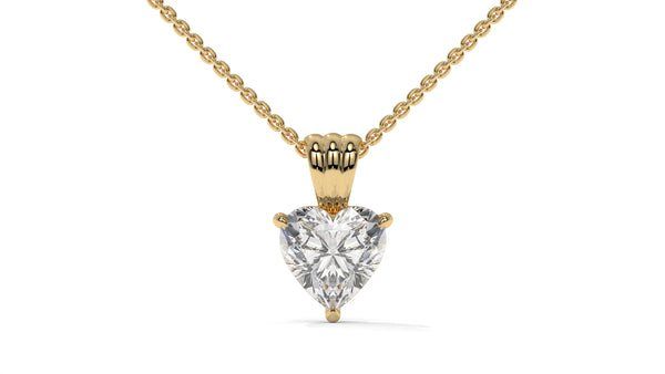 1.00 CTW Heart-Shaped Diamond Solitaire Pendant in 14K Yellow Gold – Secure Claw-Prong Setting