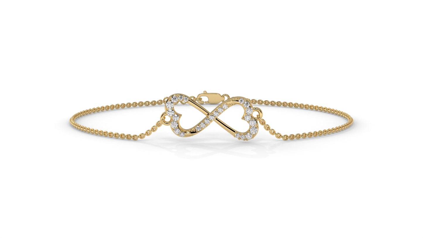 0.17 CTW Diamond Infinity Heart Bracelet in 14K Yellow Gold – Eternal Love Design