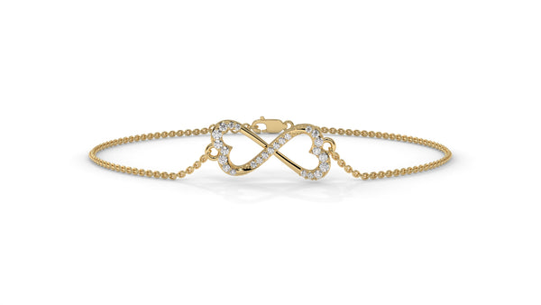 0.17 CTW Diamond Infinity Heart Bracelet in 14K Yellow Gold – Eternal Love Design