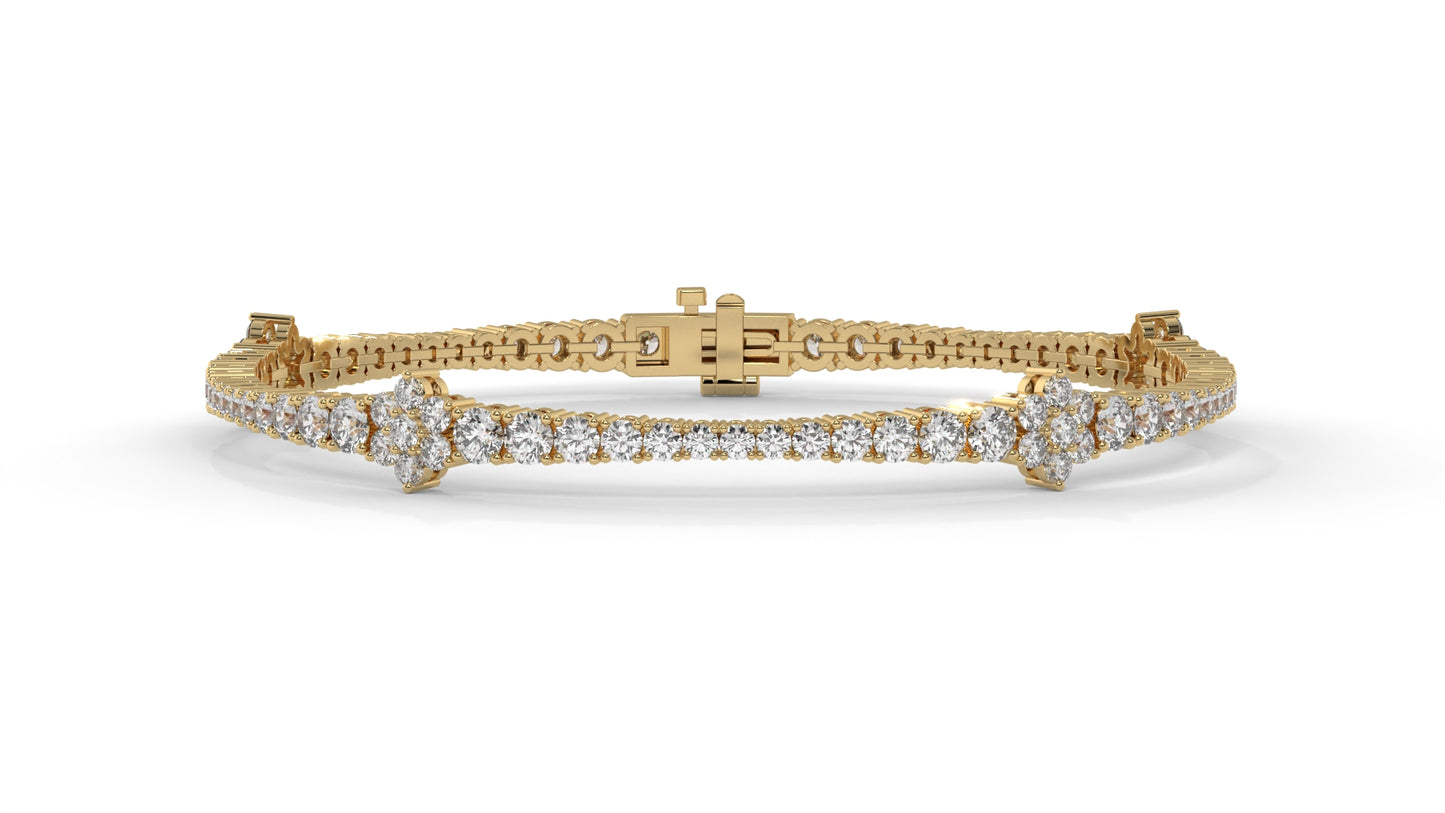 4.95 CTW Diamond Tennis Bracelet in 14K Yellow Gold – Classic Round Cut Design