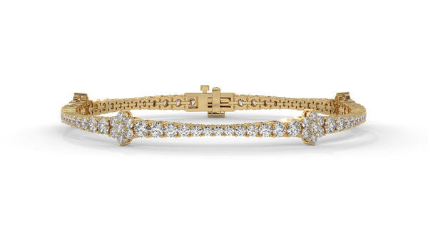 4.95 CTW Diamond Tennis Bracelet in 14K Yellow Gold – Classic Round Cut Design