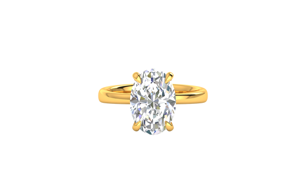 4.00 Ctw Oval Cut Solitaire Engagement Ring Set In 14k Yellow Gold