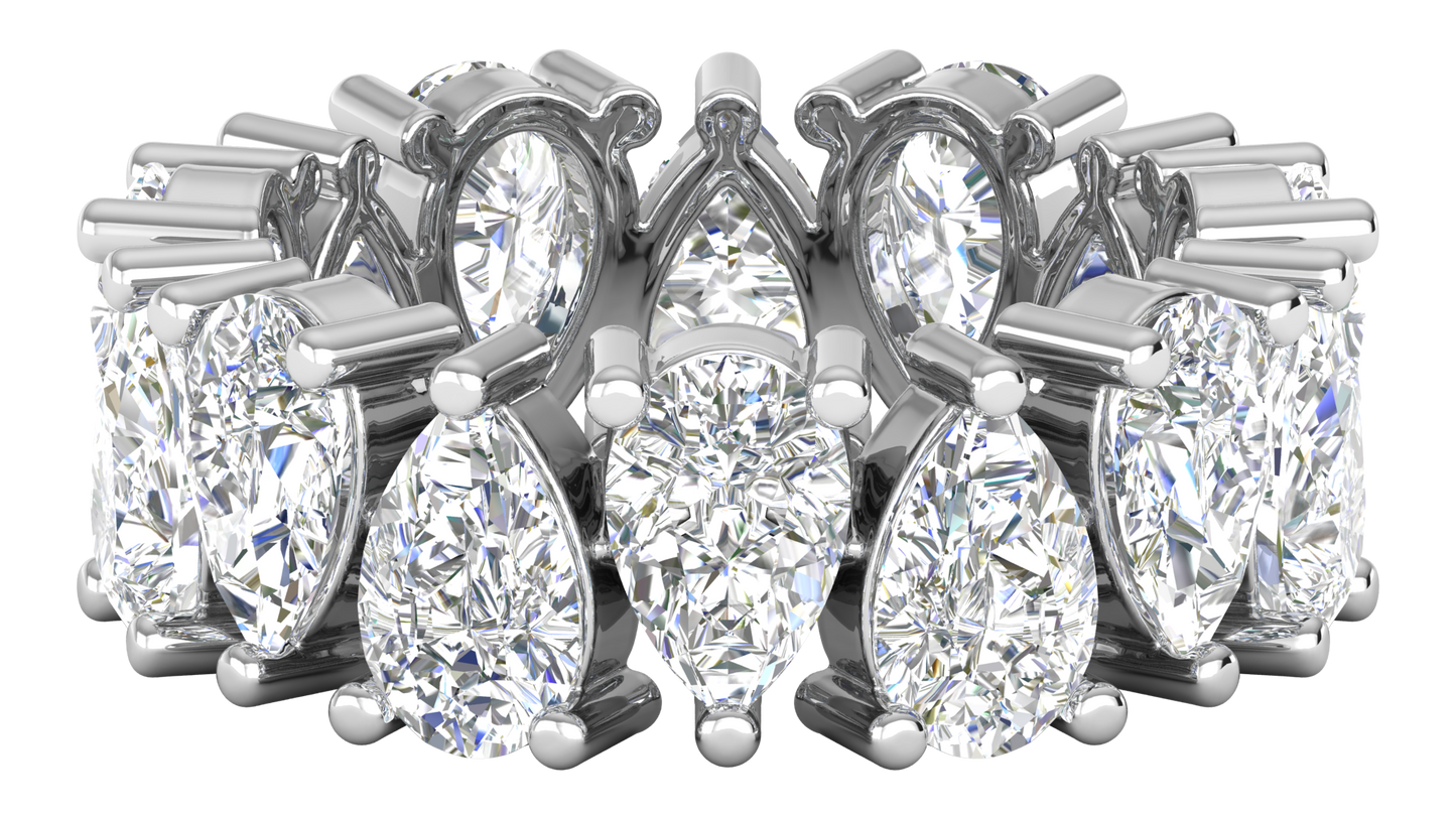 7.00 Ctw Pear Cut Diamond Eternity Band Set In 14K White Gold