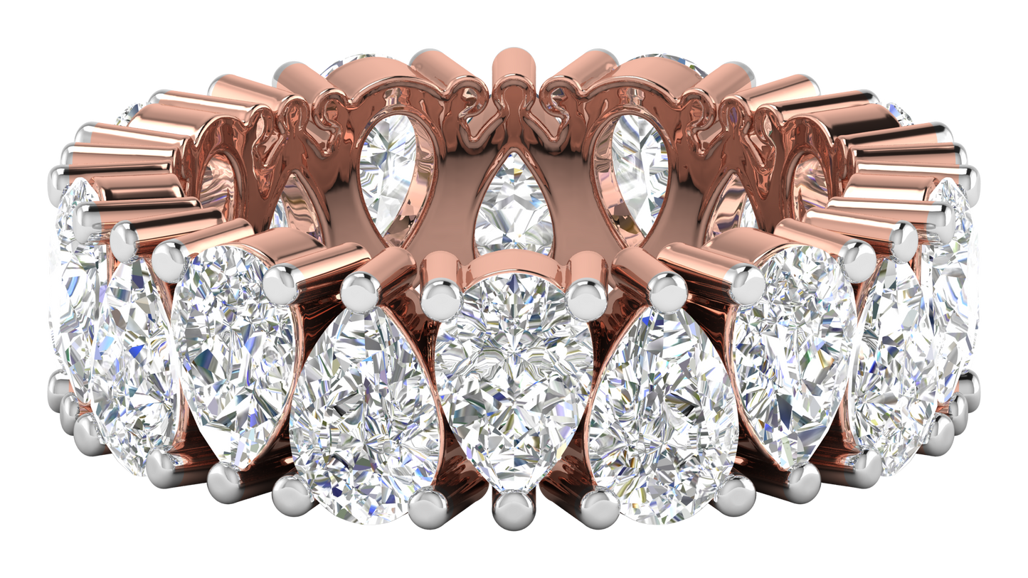 5.40 Ctw Pear Cut Diamond Eternity Band Set In 14K Rose Gold