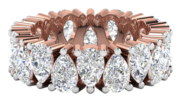 5.40 Ctw Pear Cut Diamond Eternity Band Set In 14K Rose Gold