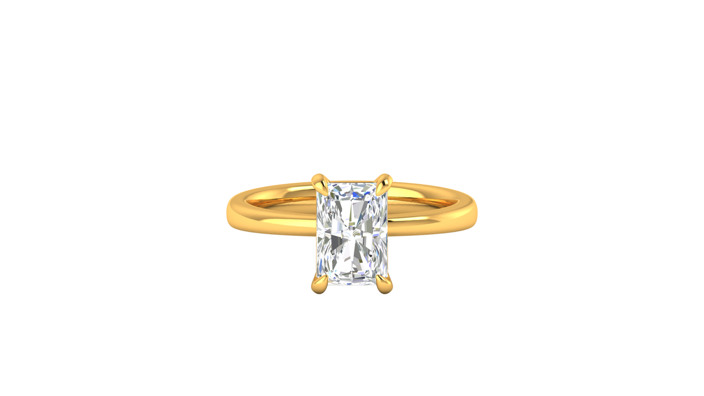 2.00 Ctw Radiant Cut Solitaire Engagement Ring Set In 14K Yellow Gold