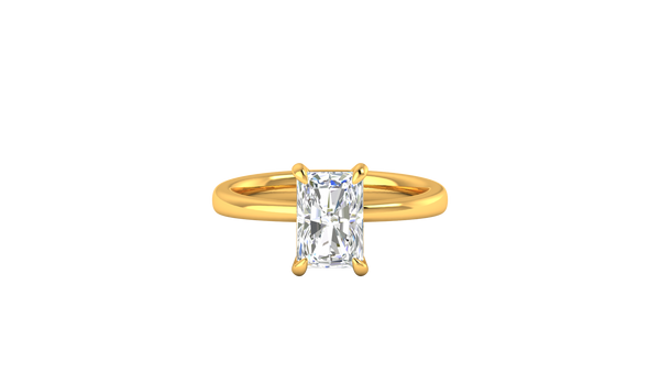 2.00 Ctw Radiant Cut Solitaire Engagement Ring Set In 14K Yellow Gold