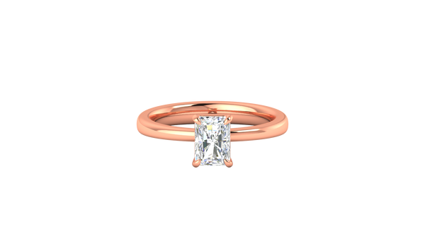 1.00 Ctw Radiant Cut Solitaire Engagement Ring Set In 14K Rose Gold