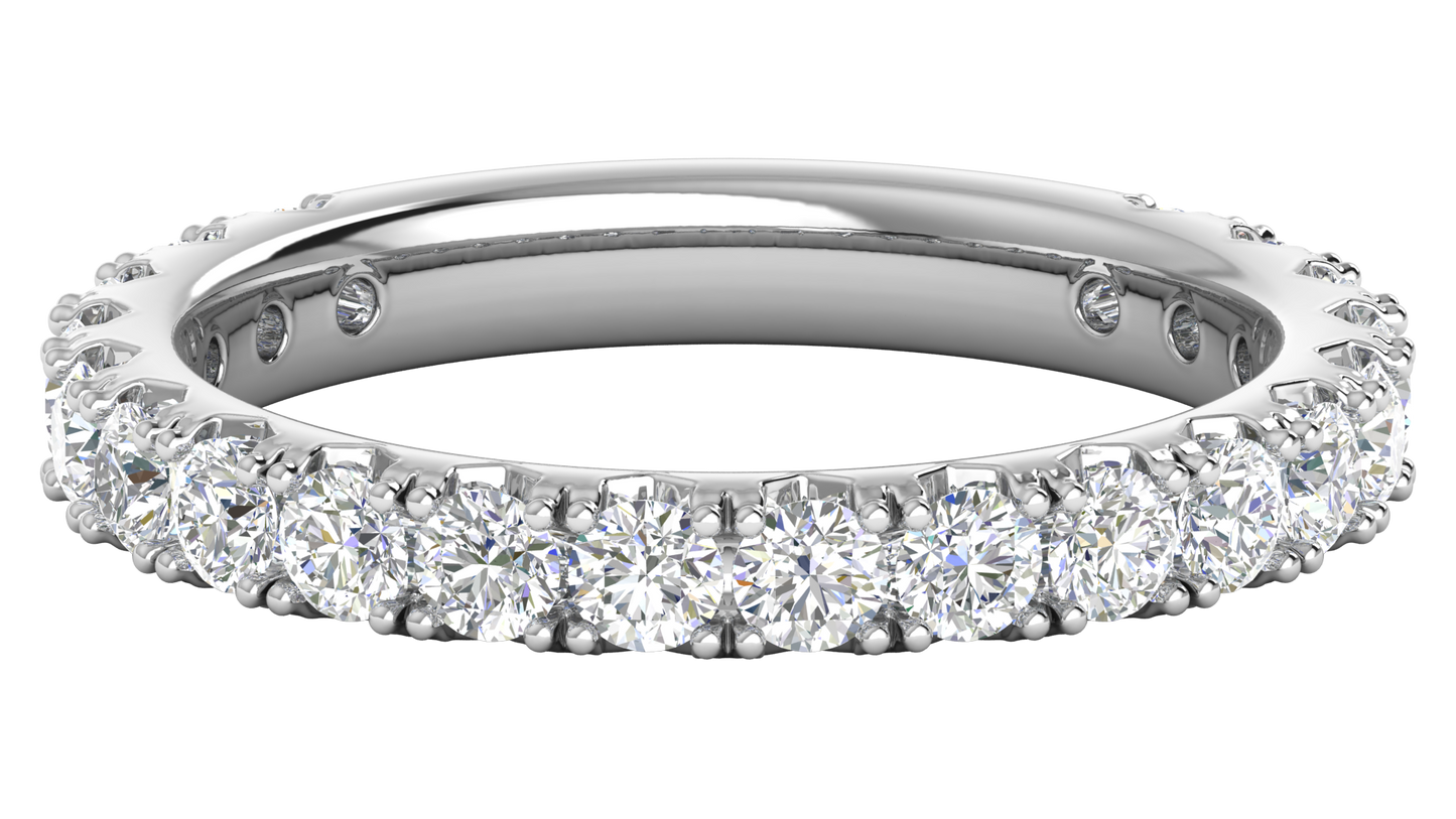 1.20 Ctw Timeless 4 Prong Wedding Band Set In 14K White Gold