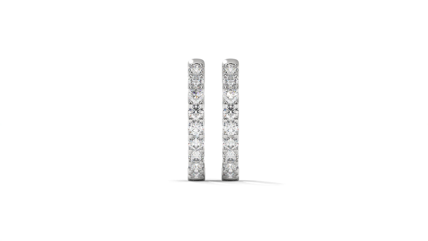 1.56 CTW Round Diamond Hoop Earrings in 14K White Gold