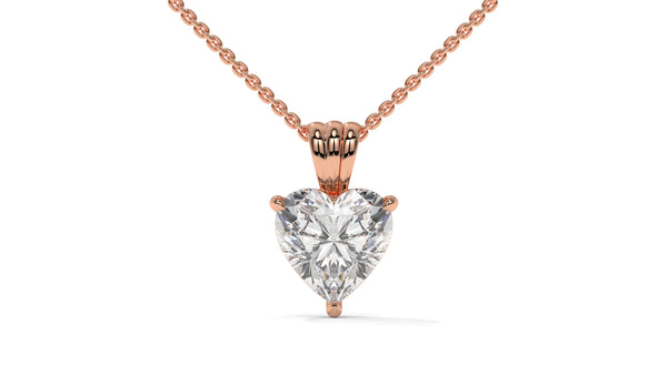 1.50 CTW Heart-Shaped Diamond Solitaire Pendant in 14K Rose Gold – Secure Claw-Prong Setting