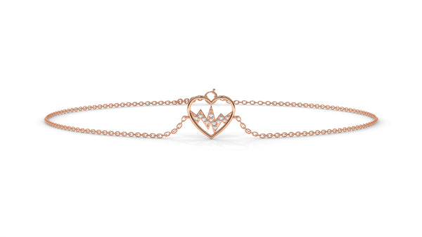 0.11 CTW Diamond Heartbeat Bracelet in 14K Rose Gold – Heart Outline Design