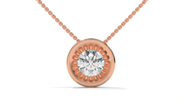 1.00 CTW Round Diamond Bezel-Set Solitaire Pendant in 14K Rose Gold