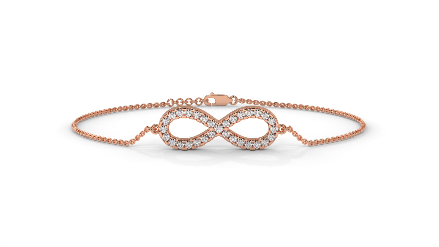 0.38 CTW Round Diamond Infinity Bracelet in 14K Rose Gold
