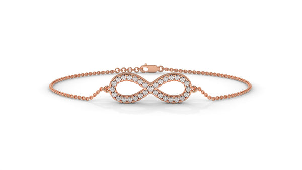 0.38 CTW Round Diamond Infinity Bracelet in 14K Rose Gold