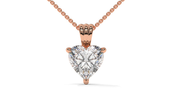 2.00 CTW Heart-Shaped Diamond Solitaire Pendant in 14K Rose Gold – Secure Claw-Prong Setting